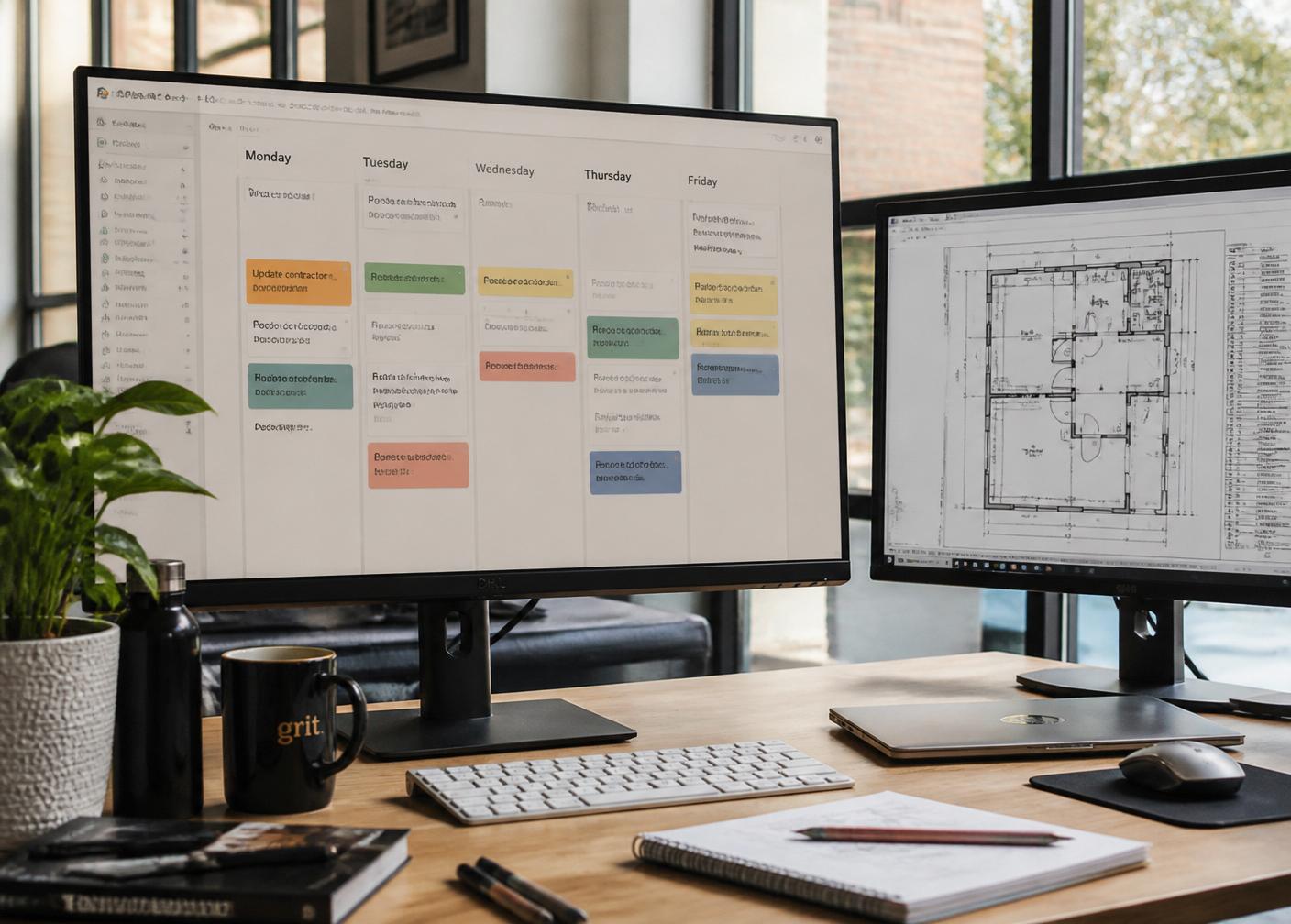Escritório de arquitetura com dashboard de projetos